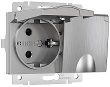 Розетка с заземлением без рамки Werkel 1-м. 2-мод. крышка шторки IP44 серебряный рифленый картинка